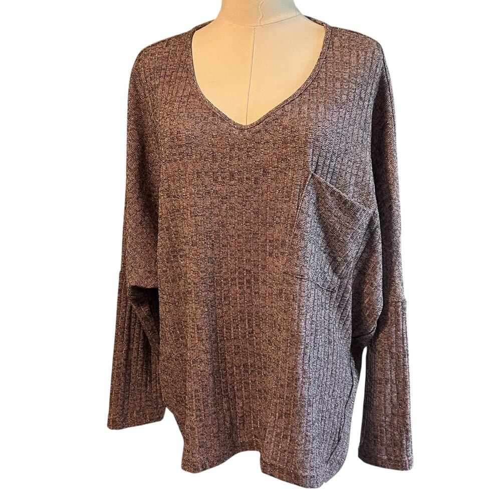 She + Sky Women Pullover Knit Crop Sweater SZ M Multicolor Metallic Oversized